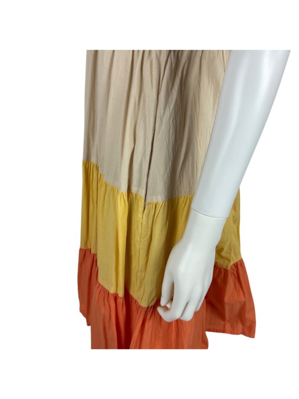 &Merci Candy Corn Dress Womens M Puff Sleeve Halloween Colorblock Mini Fit Flare - Picture 10 of 12